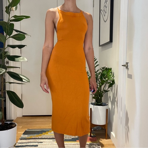 Alohas Delicate Strap Knit Clementine Orange Dress